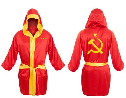 Red Ivan Drago Satin Robe and Short Set