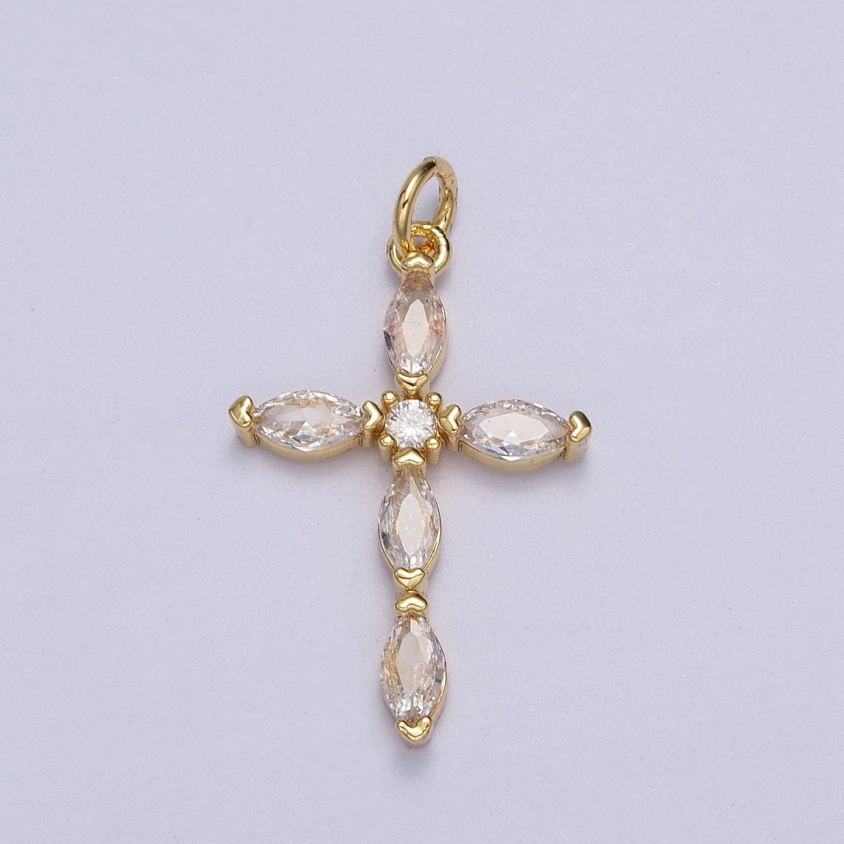 Religious Cross Clear Marquise CZ Pendant in Gold &amp; Silver | AC-012 AC-013