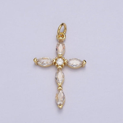 Religious Cross Clear Marquise CZ Pendant in Gold &amp; Silver | AC-012 AC-013