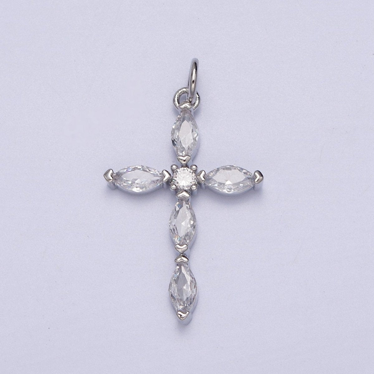 Religious Cross Clear Marquise CZ Pendant in Gold &amp; Silver | AC-012 AC-013