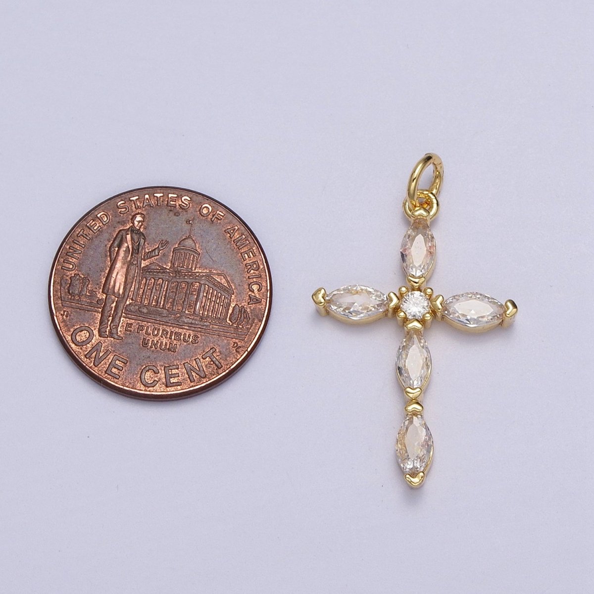 Religious Cross Clear Marquise CZ Pendant in Gold &amp; Silver | AC-012 AC-013