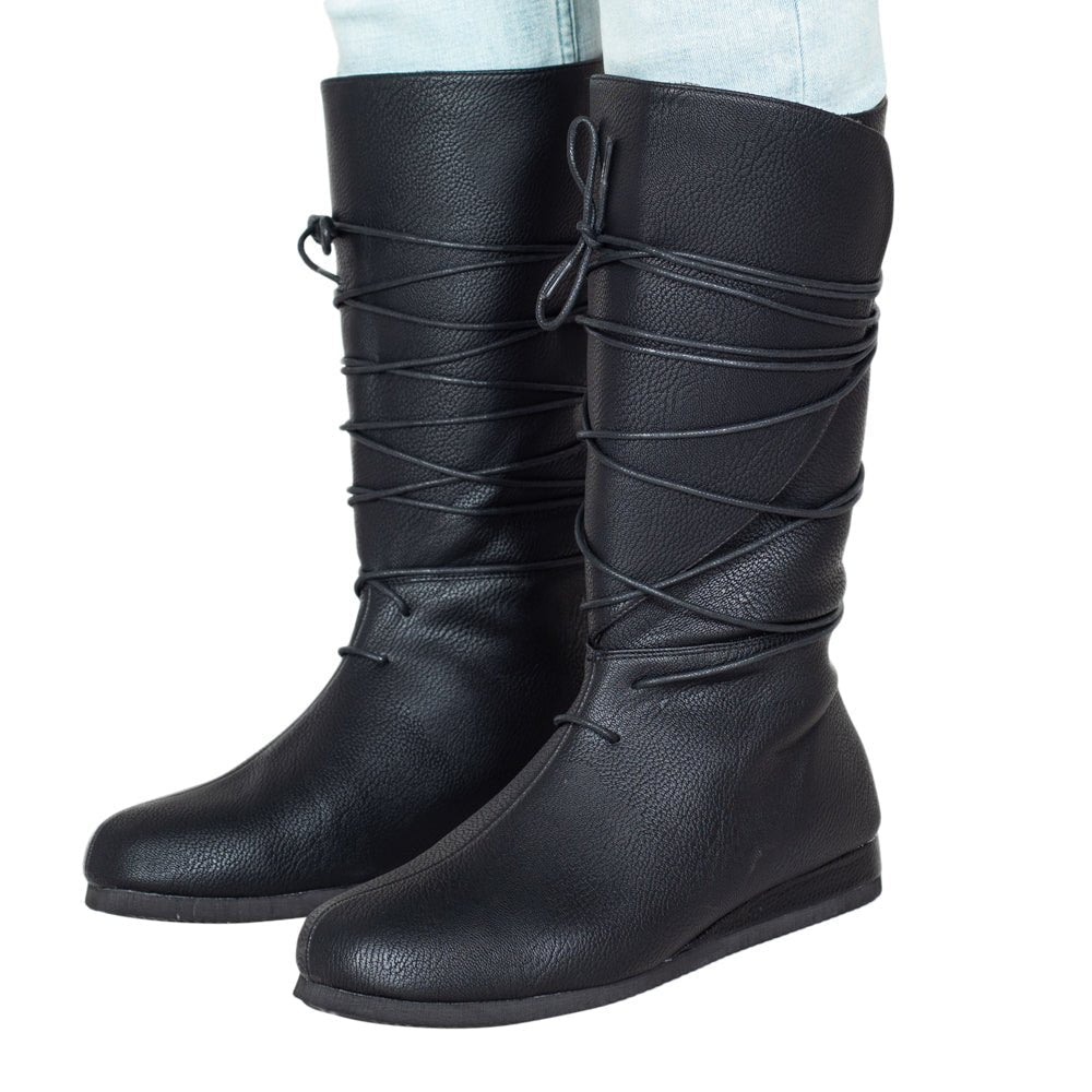 Renaissance Knight DND LARPer Halloween Cosplay Costume Black Boots