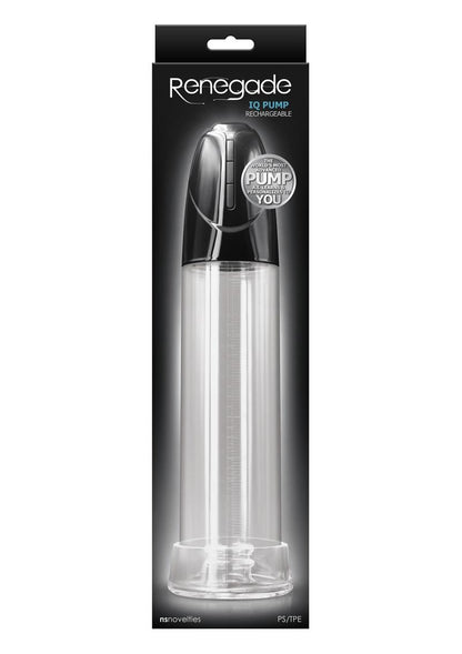 Renegade IQ Rechargeable Penis Pump Clear Cylinder with Black Cap