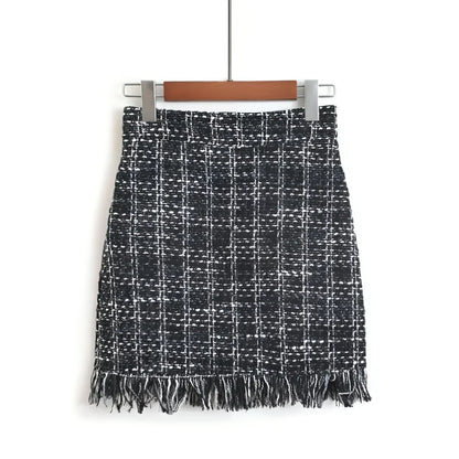 Retro Style Woolen Mini Skirt