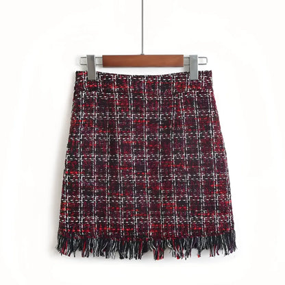 Retro Style Woolen Mini Skirt