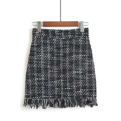 Retro Style Woolen Mini Skirt