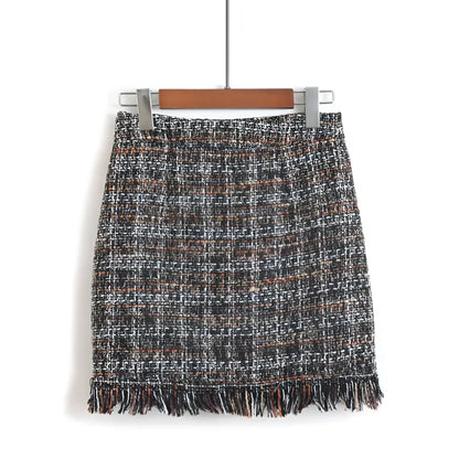 Retro Style Woolen Mini Skirt
