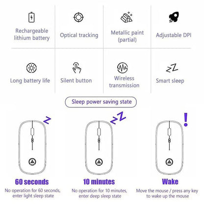 Retro Wireless Mouse RGB Rechargeable Mouse Wireless Computer Mute Mouse Portable Mobile Optical Office Mouse with USB LED Backlit Gaming Office Mouse Laptop