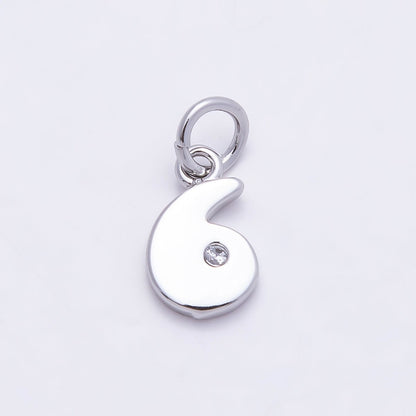 Rhodium Plated 10mm Clear CZ Geometric Number Numerology Charm | Charms-00898 ~ Charms-00907