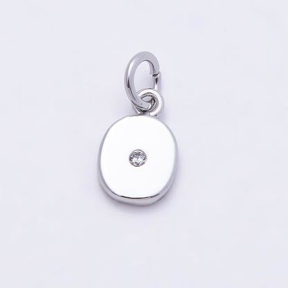 Rhodium Plated 10mm Clear CZ Geometric Number Numerology Charm | Charms-00898 ~ Charms-00907
