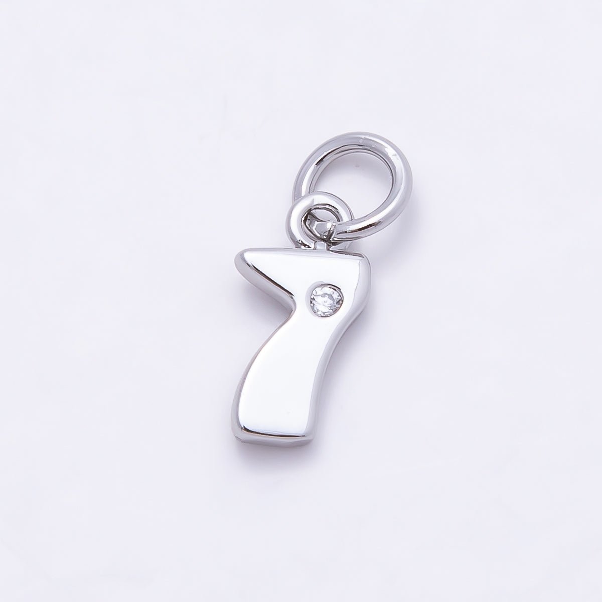 Rhodium Plated 10mm Clear CZ Geometric Number Numerology Charm | Charms-00898 ~ Charms-00907