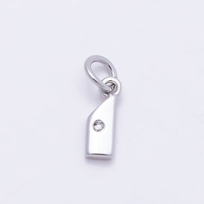 Rhodium Plated 10mm Clear CZ Geometric Number Numerology Charm | Charms-00898 ~ Charms-00907