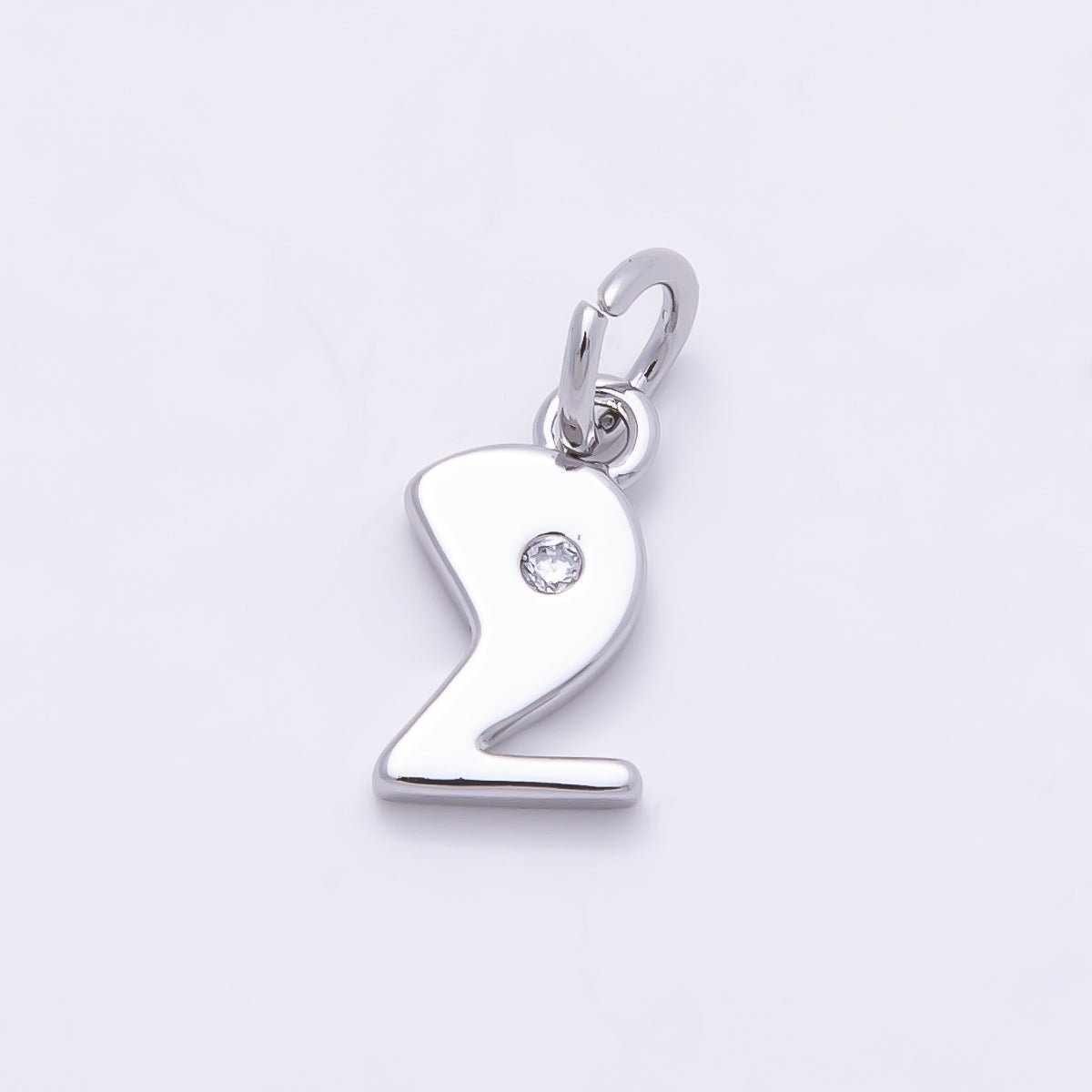 Rhodium Plated 10mm Clear CZ Geometric Number Numerology Charm | Charms-00898 ~ Charms-00907