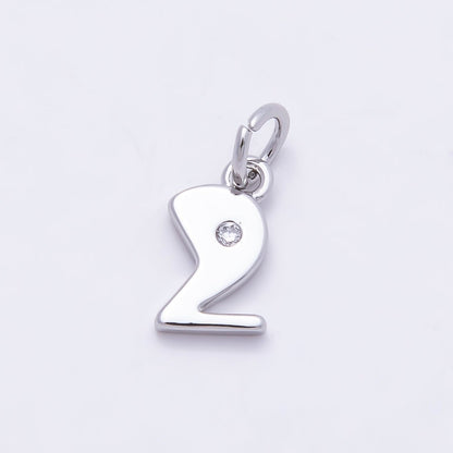 Rhodium Plated 10mm Clear CZ Geometric Number Numerology Charm | Charms-00898 ~ Charms-00907