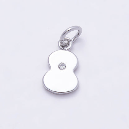 Rhodium Plated 10mm Clear CZ Geometric Number Numerology Charm | Charms-00898 ~ Charms-00907