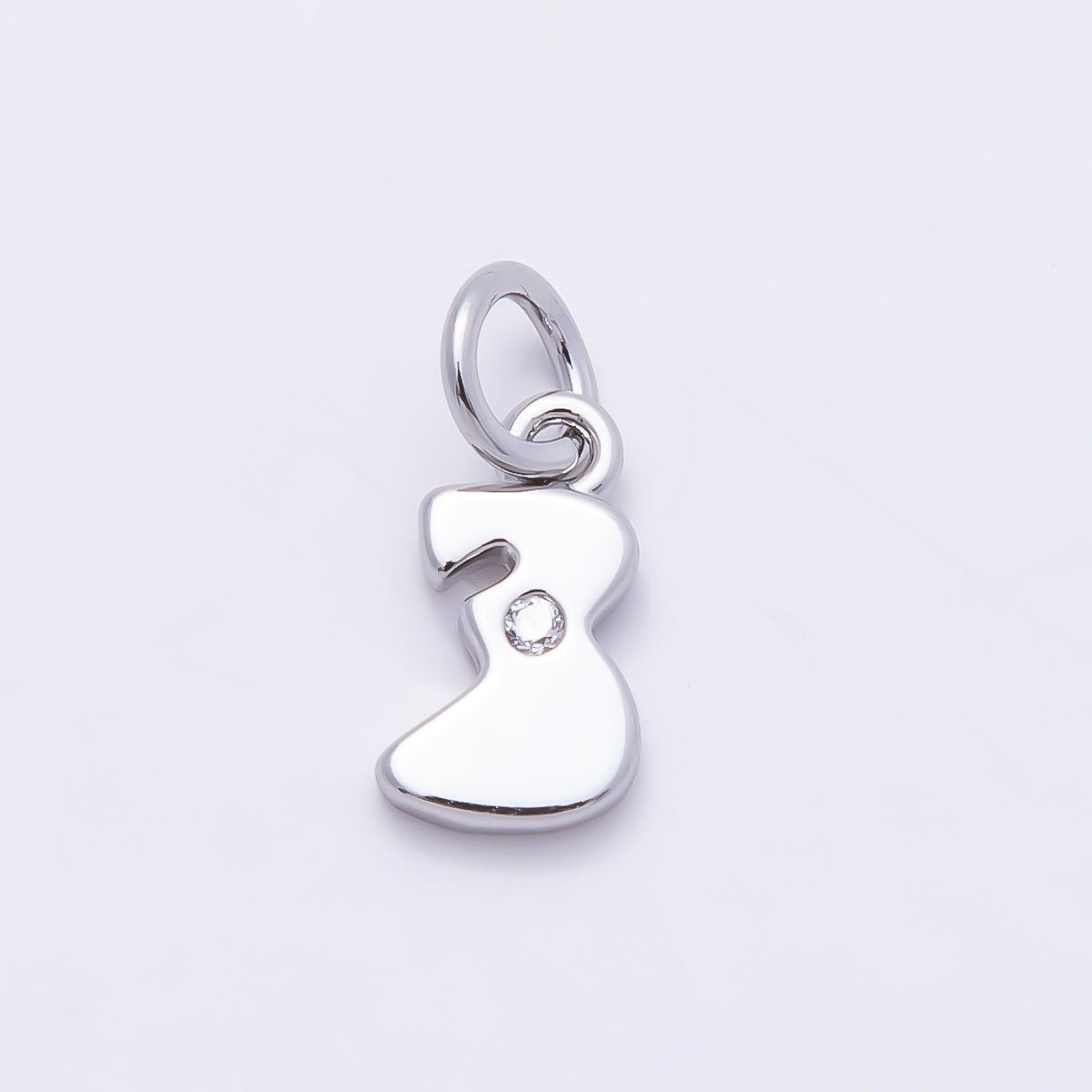 Rhodium Plated 10mm Clear CZ Geometric Number Numerology Charm | Charms-00898 ~ Charms-00907