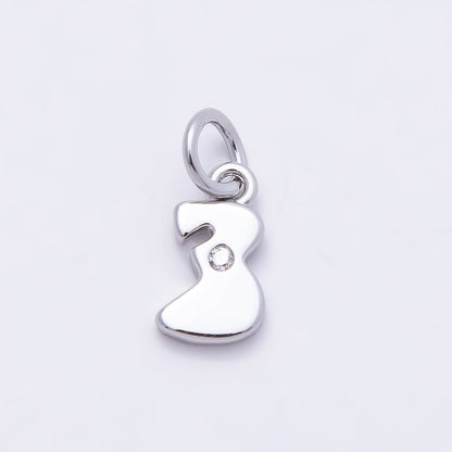 Rhodium Plated 10mm Clear CZ Geometric Number Numerology Charm | Charms-00898 ~ Charms-00907