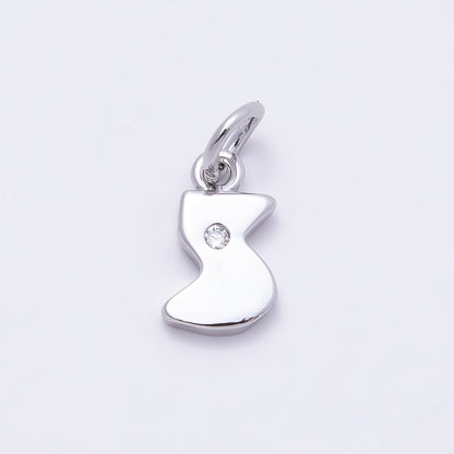 Rhodium Plated 10mm Clear CZ Geometric Number Numerology Charm | Charms-00898 ~ Charms-00907