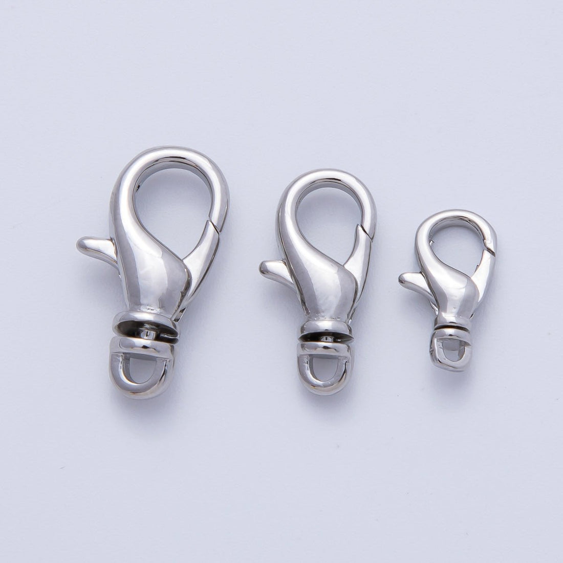 Rhodium Plated 11.7mm, 15.7mm, 17.8mm Minimalist Swivel Lobster Clasps Closure Finding | Z1617 - Z1619