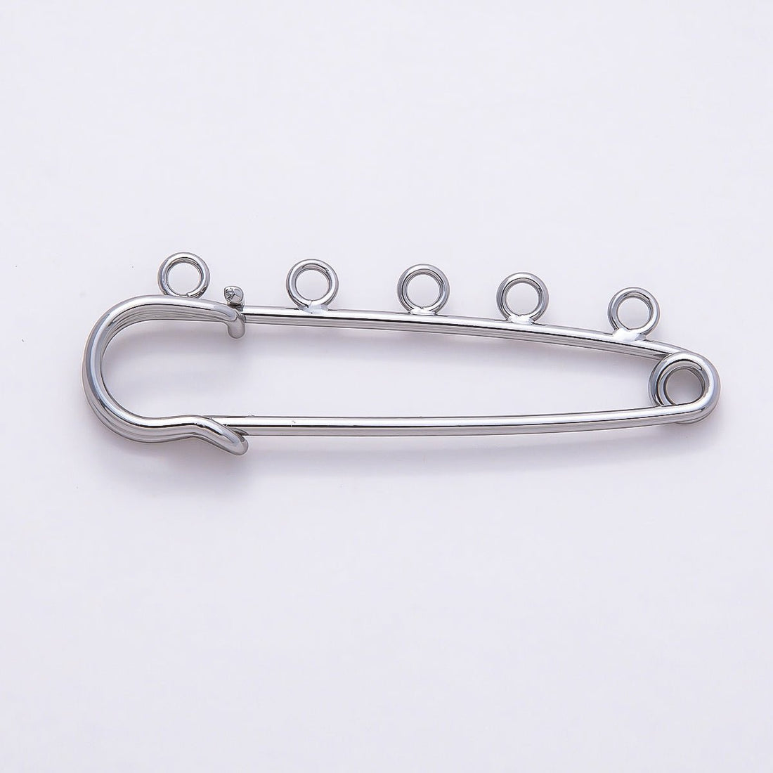 Rhodium Plated 11mm Minimalist Five Loops Safety Pin | Findings-00165