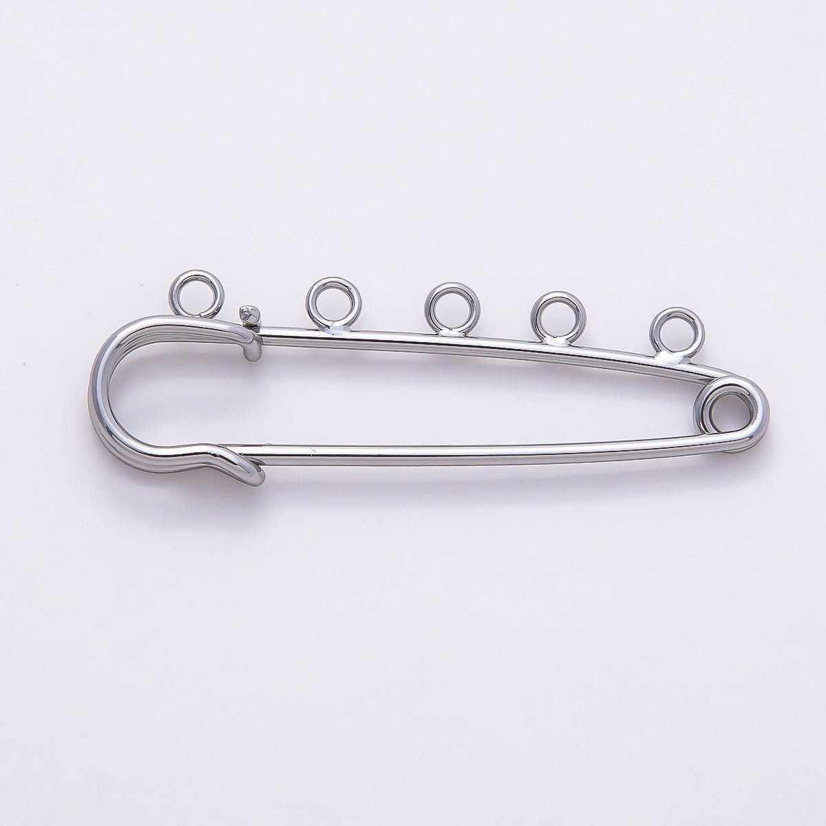 Rhodium Plated 11mm Minimalist Five Loops Safety Pin | Findings-00165