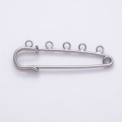 Rhodium Plated 11mm Minimalist Five Loops Safety Pin | Findings-00165