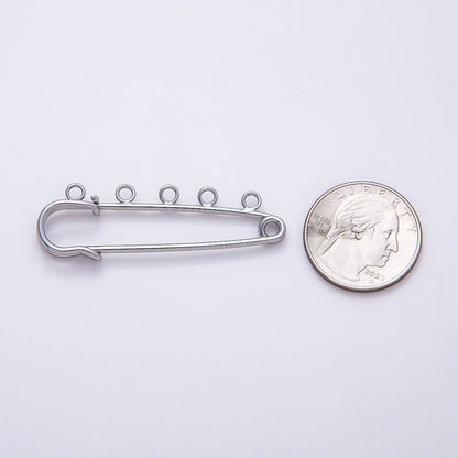 Rhodium Plated 11mm Minimalist Five Loops Safety Pin | Findings-00165