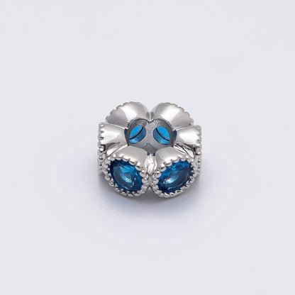 Rhodium Plated 11mm Personalized Round Beaded Birthstone CZ Rondelle Spacer Set | Beads-00208 - Beads-00219