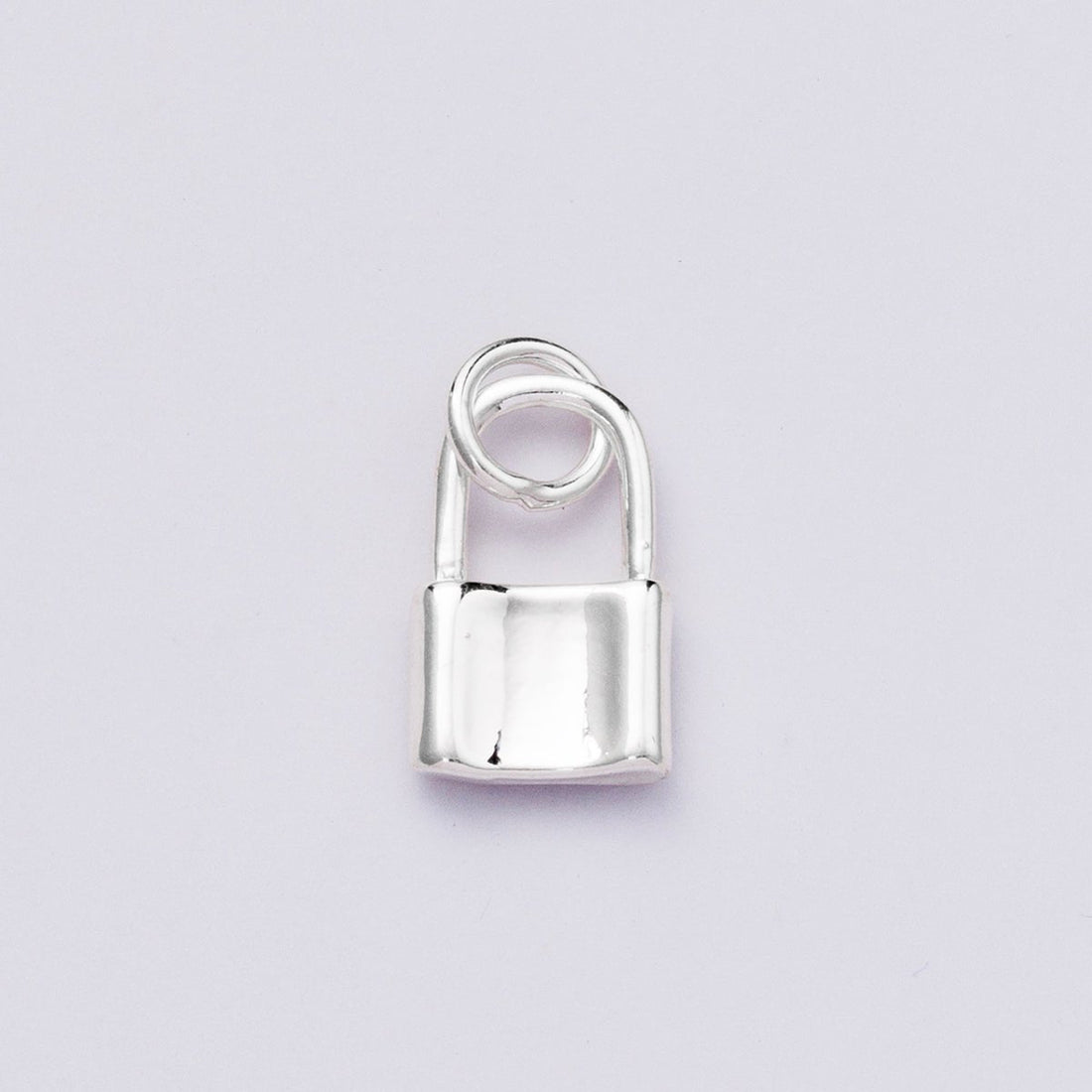 Rhodium Plated 12mm Minimalist Padlock Mini Charm | Charms-00449