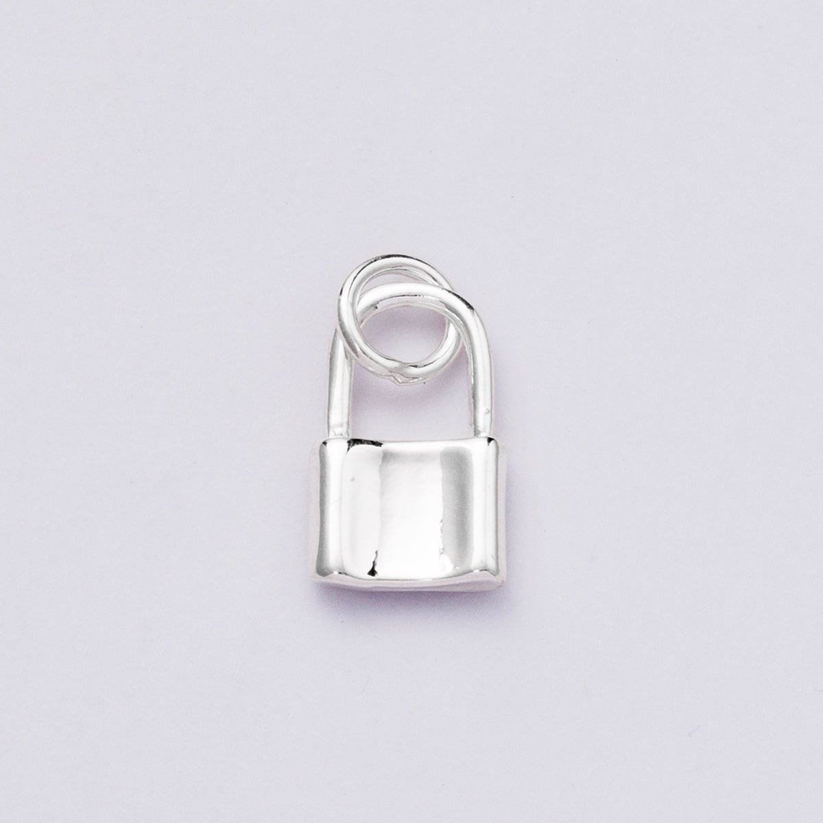 Rhodium Plated 12mm Minimalist Padlock Mini Charm | Charms-00449