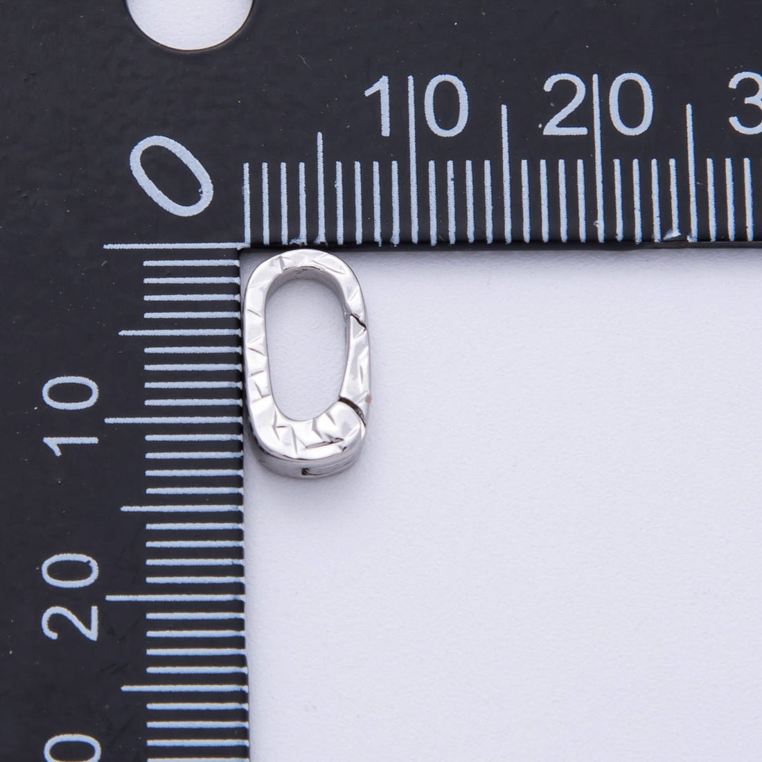 Rhodium Plated 13mm Minimalist Textured Oblong Push Gate Closure Findings | Z1675