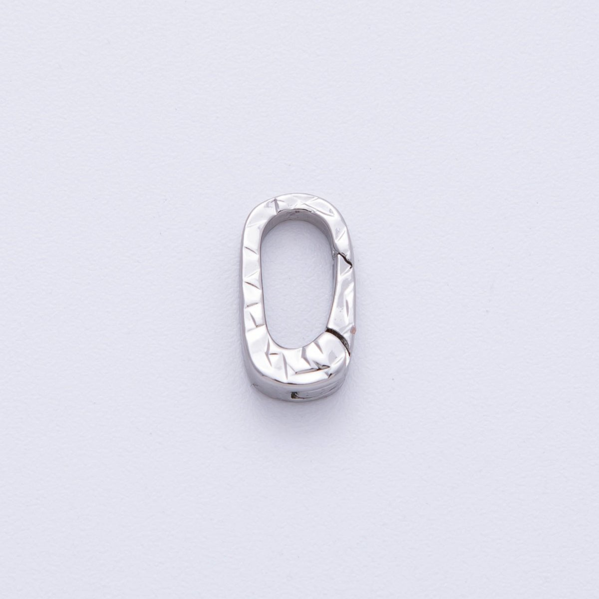 Rhodium Plated 13mm Minimalist Textured Oblong Push Gate Closure Findings | Z1675