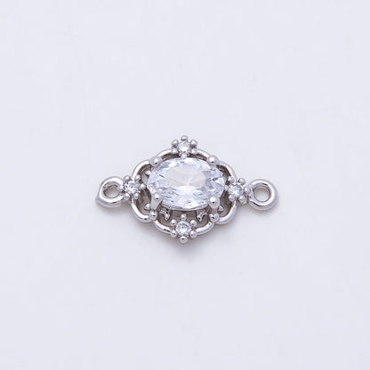 Rhodium Plated 17mm Clear, Pink, Purple CZ Artisan Connector | Connectors-00021 - Connectors-00023
