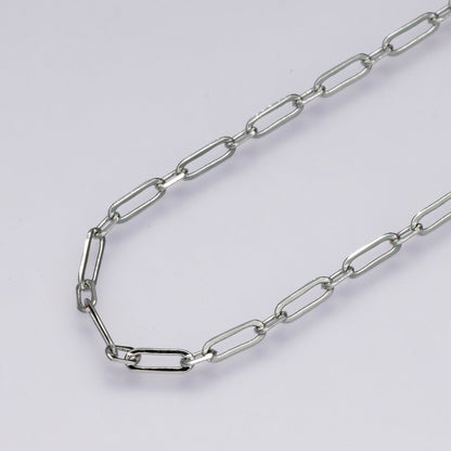 Rhodium Plated 2.3mm Minimalist Paperclip Unfinished Chain by Yard | Roll-01861