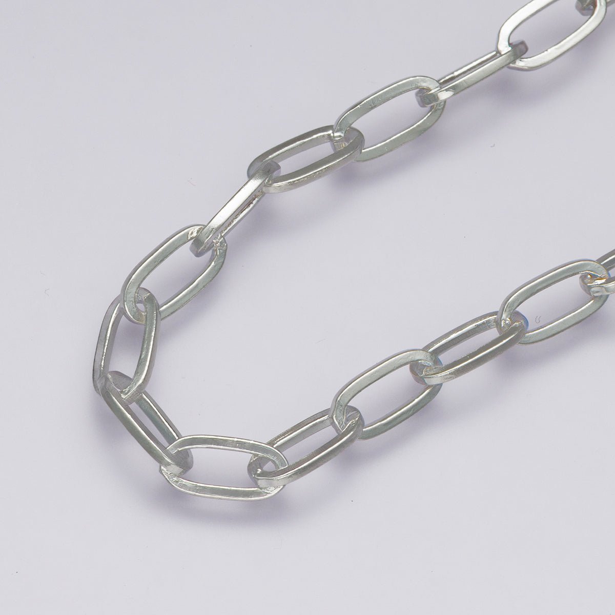 Rhodium Plated 4.6mm Minimalist Paperclip Unfinished Chain by Yard | Roll-01862