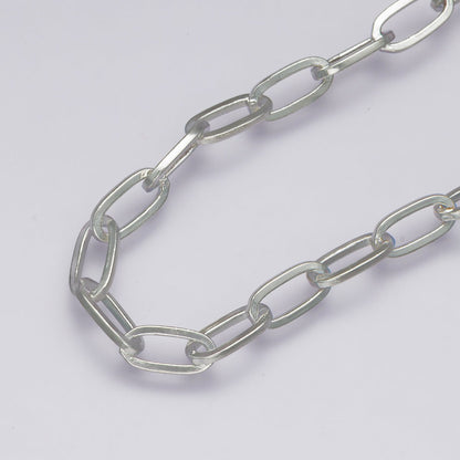 Rhodium Plated 4.6mm Minimalist Paperclip Unfinished Chain by Yard | Roll-01862