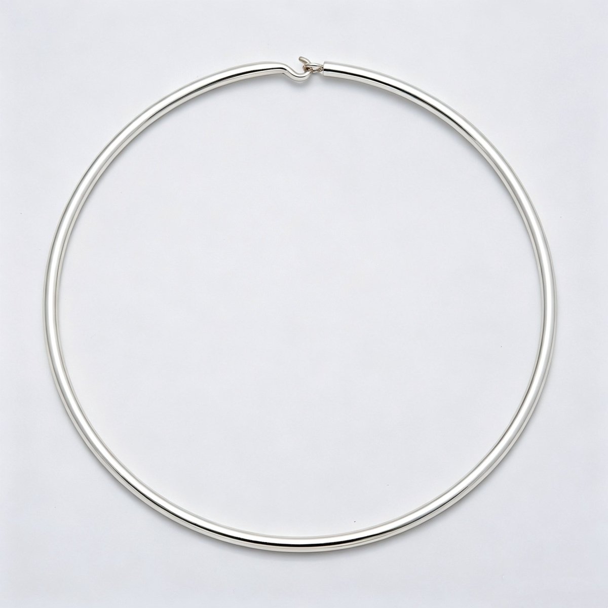 4mm Minimalist Thick Wide Tube Torque Choker Floating Collar Necklace  | WA-04598