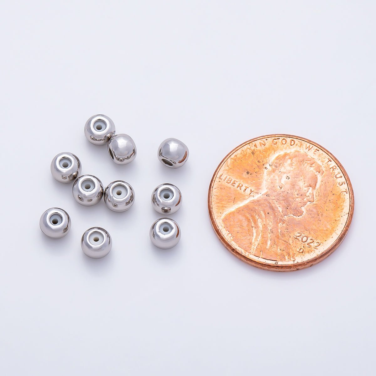 Rhodium Plated 4mm Silicone Rubber Slide Bead | Findings-00406
