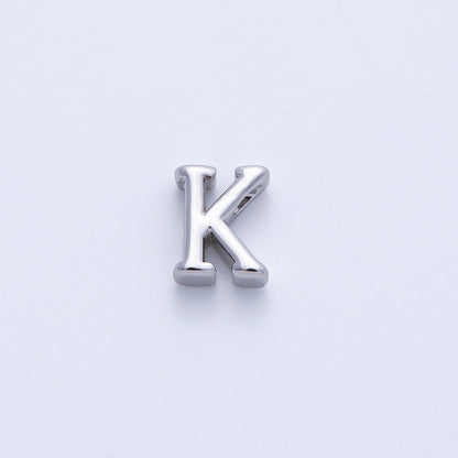 Rhodium Plated 8.5mm Minimalist Greek Initial Alphabet Letter Personalized Bead | AF248 - AF259