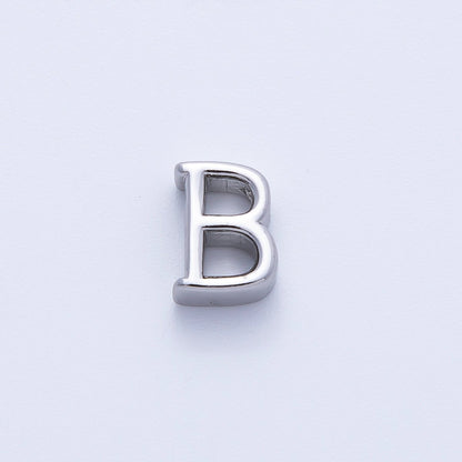 Rhodium Plated 8.5mm Minimalist Greek Initial Alphabet Letter Personalized Bead | AF248 - AF259