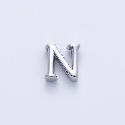 Rhodium Plated 8.5mm Minimalist Greek Initial Alphabet Letter Personalized Bead | AF248 - AF259
