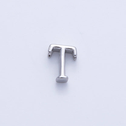 Rhodium Plated 8.5mm Minimalist Greek Initial Alphabet Letter Personalized Bead | AF248 - AF259