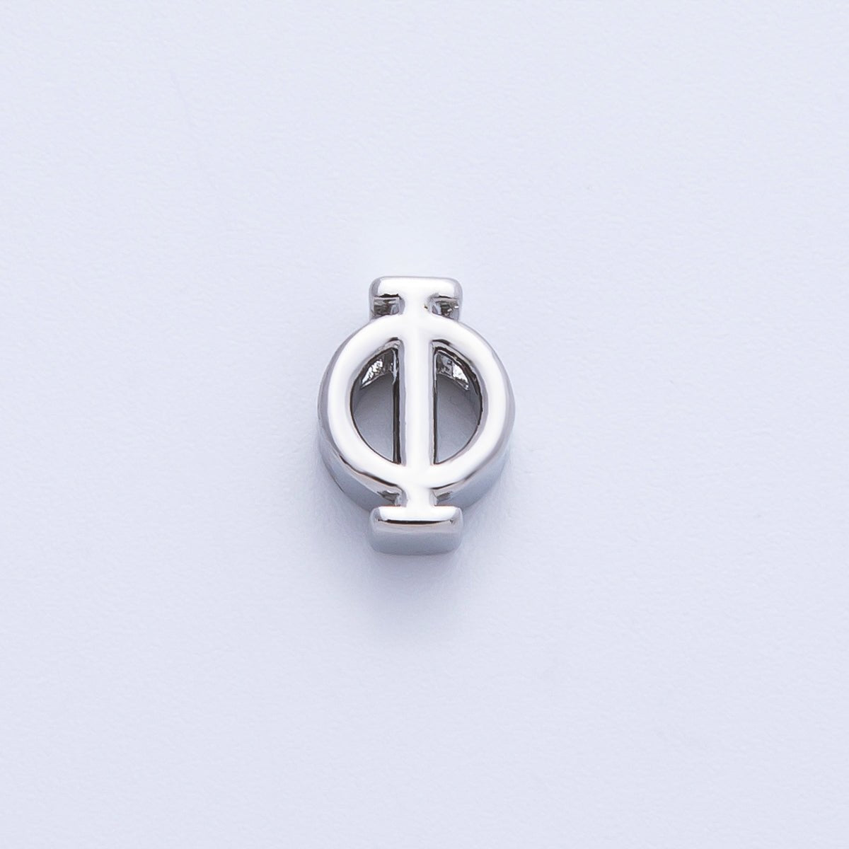 Rhodium Plated 8.5mm Minimalist Greek Initial Alphabet Letter Personalized Bead | AF248 - AF259