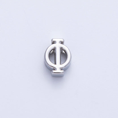 Rhodium Plated 8.5mm Minimalist Greek Initial Alphabet Letter Personalized Bead | AF248 - AF259