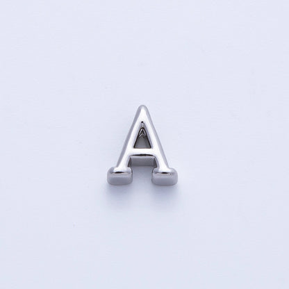 Rhodium Plated 8.5mm Minimalist Greek Initial Alphabet Letter Personalized Bead | AF248 - AF259