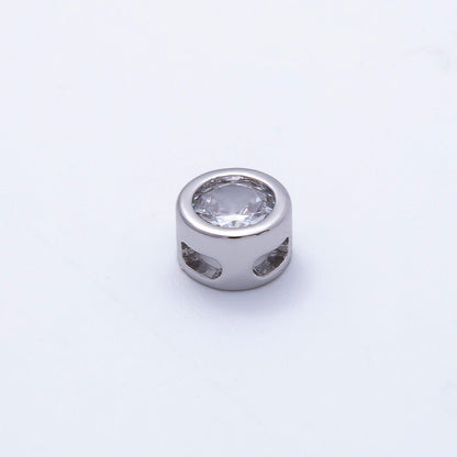 Rhodium Plated 8mm Round Bezel Birthstone Spacer Bead Set | Beads-00290 ~ Beads-00301