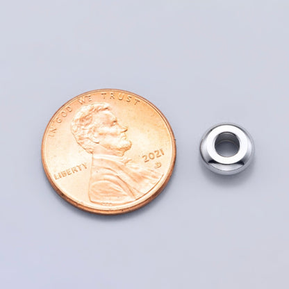 Rhodium Plated 8mm Minimalist Rondelle Spacer Beads by 10 Pieces | Findings-00164