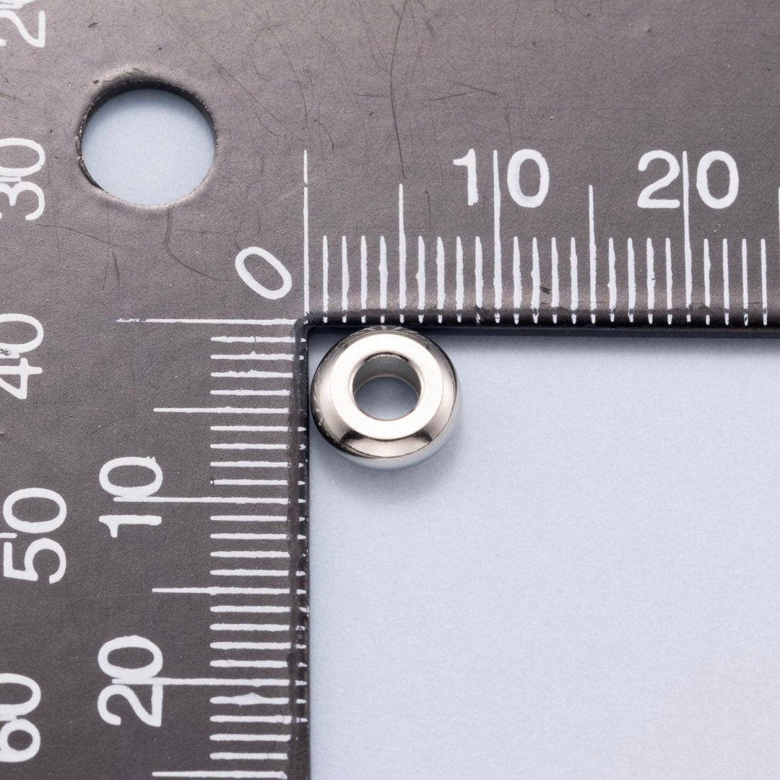 Rhodium Plated 8mm Minimalist Rondelle Spacer Beads by 10 Pieces | Findings-00164