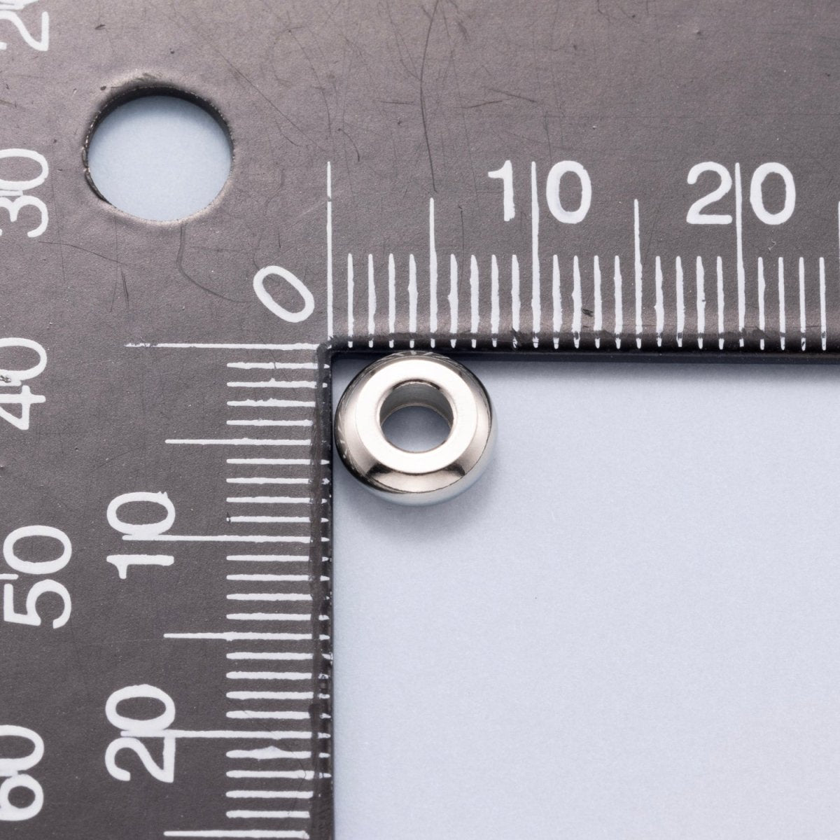 Rhodium Plated 8mm Minimalist Rondelle Spacer Beads by 10 Pieces | Findings-00164