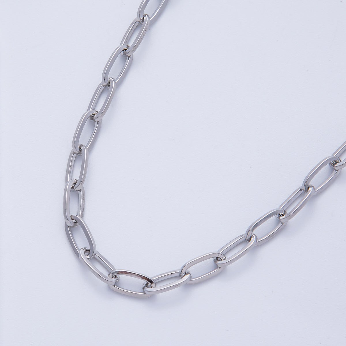 Rhodium Plated 9.5mm x 4.7mm Minimalist Paperclip Unfinished Chain by Yard | Roll-01846